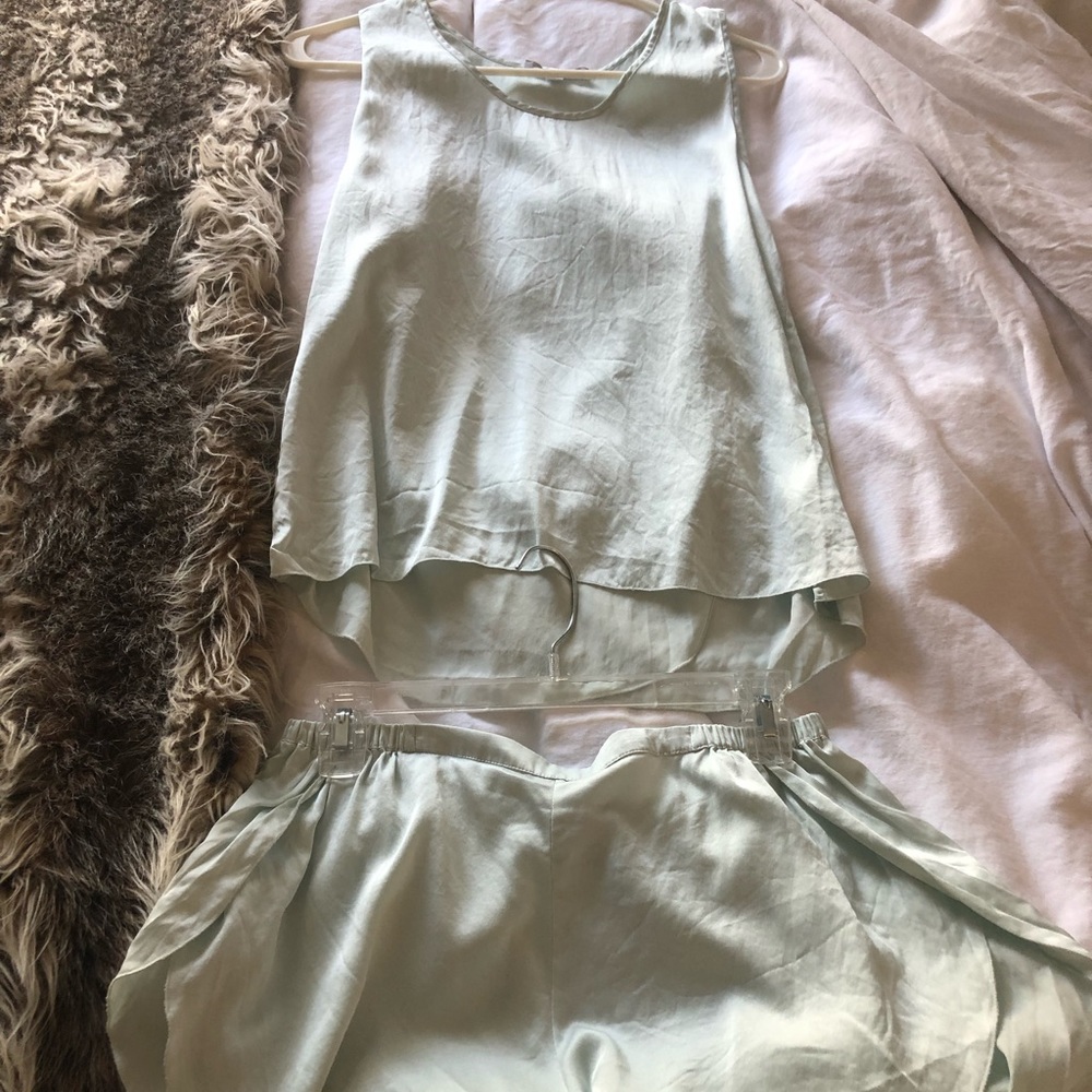 LUNYA washable silk pajama set - seafoam M